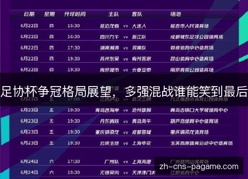 足协杯争冠格局展望，多强混战谁能笑到最后
